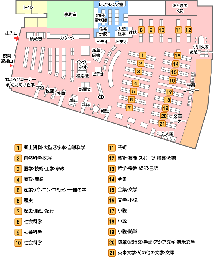 茨城町立図書館フロアマップ